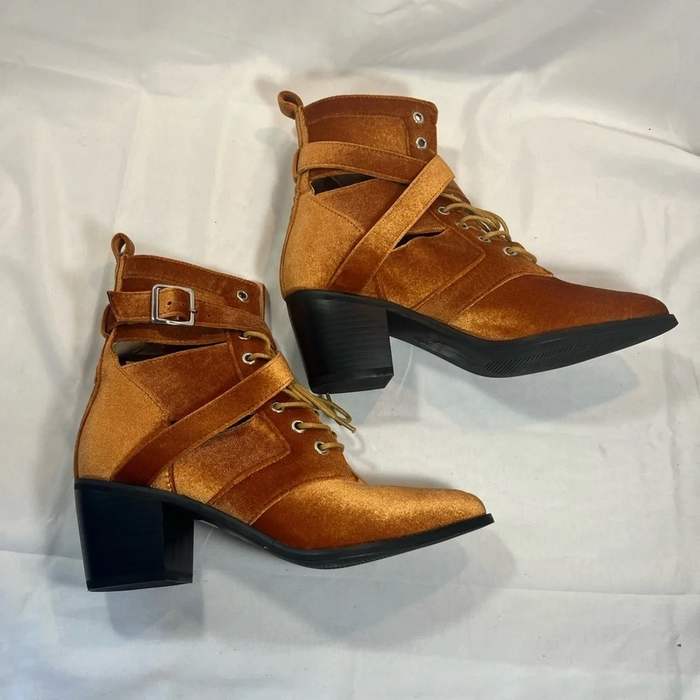 Like New!!!  Nasty Gal Copper Velvet Velour Booties